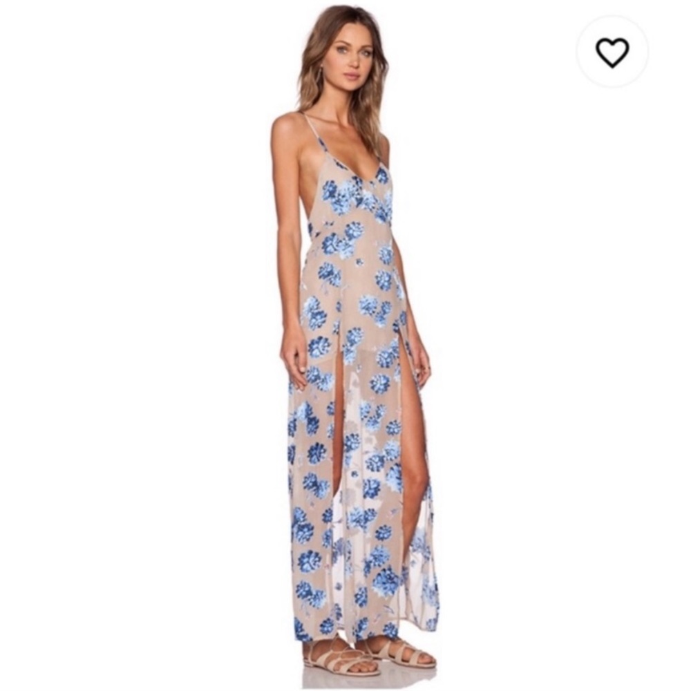 For Love & Lemons Marina Maxi Dress in Blue Sand